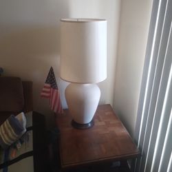 2 Large White Lamps ,  Lamp Shades Do Not Match.