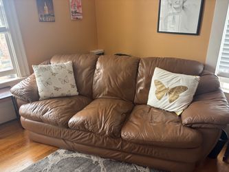 MUST GO! Great Condition Leather Couch + Pillows