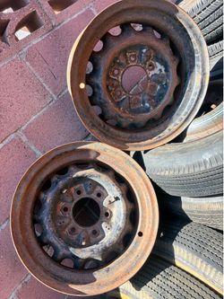 Pair Chevy artillery wheels