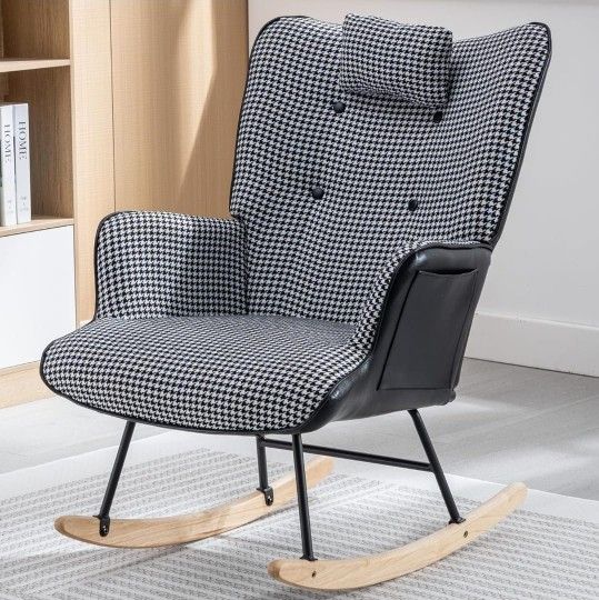 Wingback Glider Rocking Chair with Headrest
