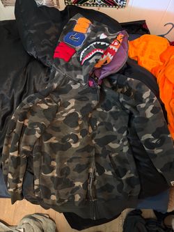 Vintage green camo Bape hoodie double hood