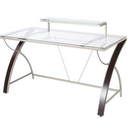 Glass, Cherry Wood, Metal Accents Desk