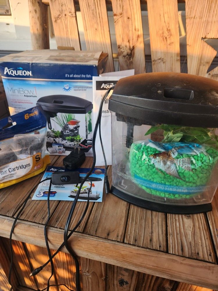 Aqueon MiniBow Aquarium LED Starter Kit, 1 Gallon Fish tank