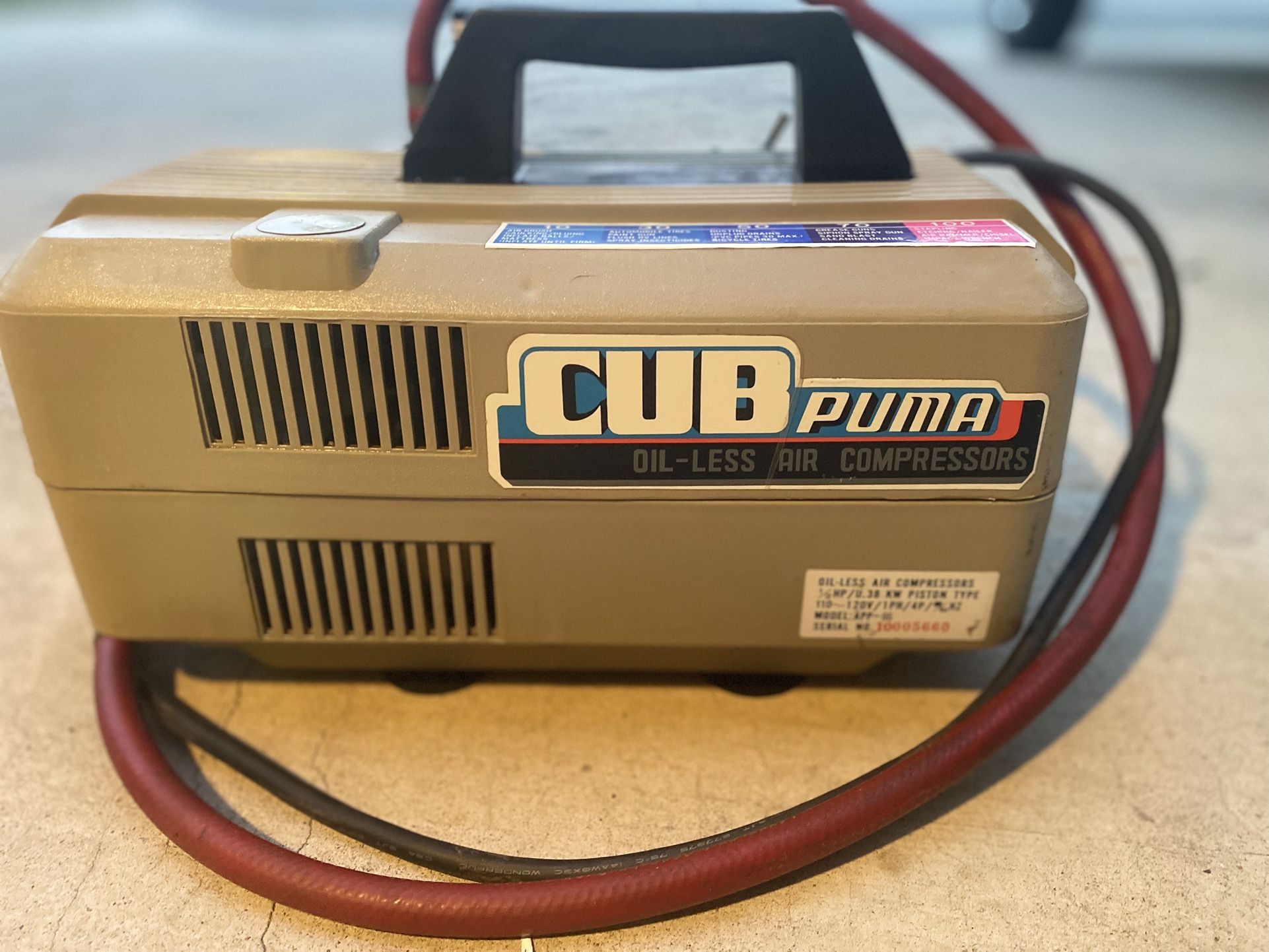 CUB puma Oil Less Compressor model APP-05