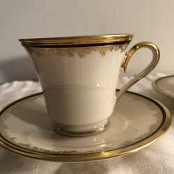 Lenox ECLIPSE China Tea/Coffee Cup & Saucer Ivory Gold Trim