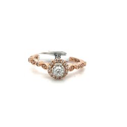 14kt Rose Gold Round Halo Diamond Ring Size 7 3.00grams 139027 1