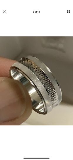 VINTAGE ESTATE 14K WHITE GOLD WEDDING BAND DESIGNER SIGNED ART CARVED PATTERNED