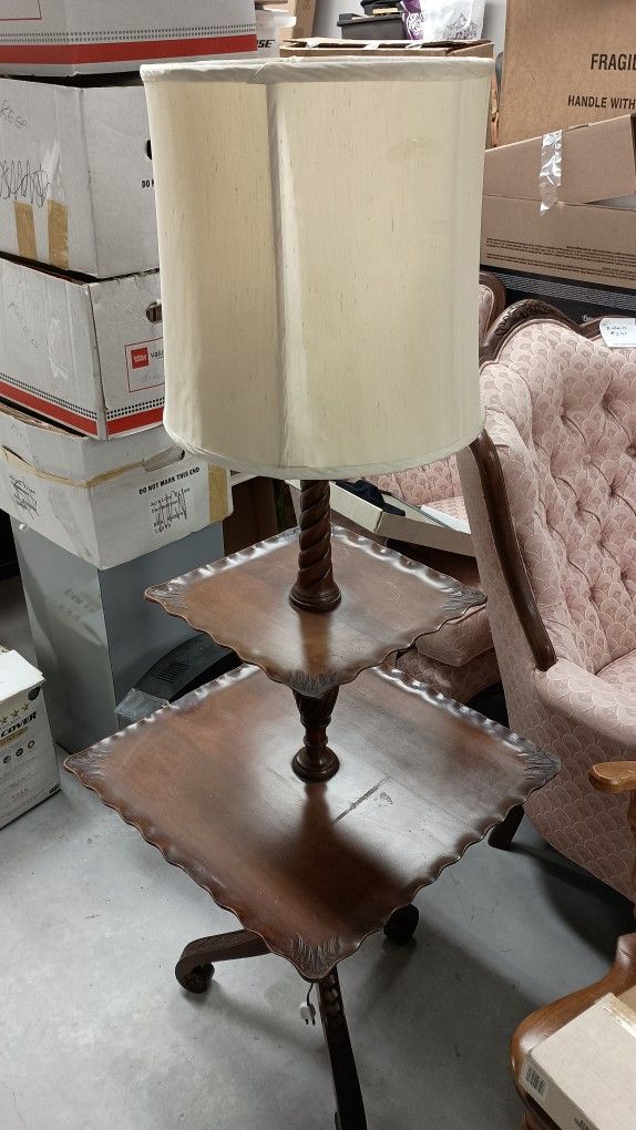 Antique Carved Lamp Table