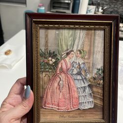 Vintage Framed Victorian Ladies Print | Godey’s Fashion 1845 Style Wall Art