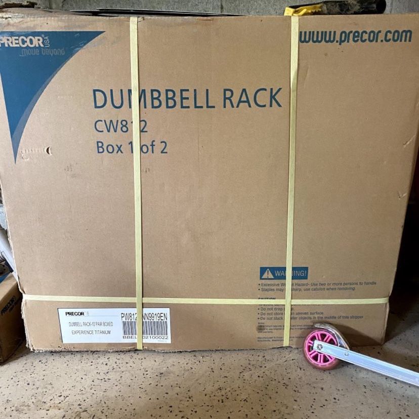 precor icarian Dumbell Rack-10 pair (NEW) boxed experience titanium