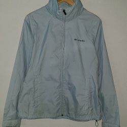 Columbia Women's Baby Blue Light Hooded Jacket Size Medium Full Zip Long Sleeve
