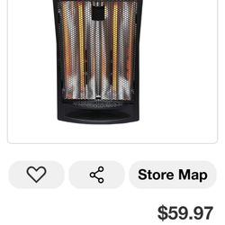 1500-Watt Black Electric Tower Quartz Infrared Space Heater with Thermostat

