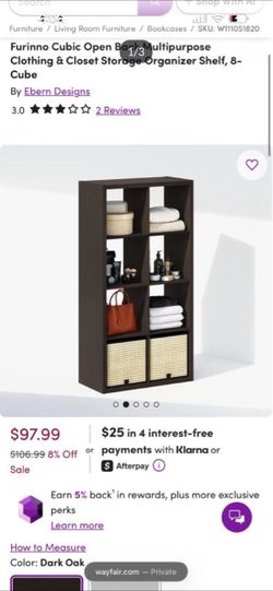 Multipurpose Clothing & Closet Storage Organizer Shelf, 8- Cube