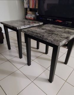 Faux Marble Top Side Tables Set of 3