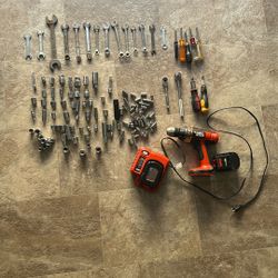 Lot/bundle Of Tools - Drill, Wrenches, Screwdrivers, Socket Sets, Socket Wrenches