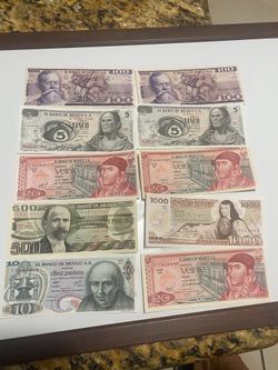 Vendo 10 billetes mexicanos de colección nuevos a 20 cada uno.