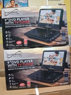 9" tv/ DVD/ Bluetooth/ USB/ SD card with remote and antenna and Car plug.  Complete Set new