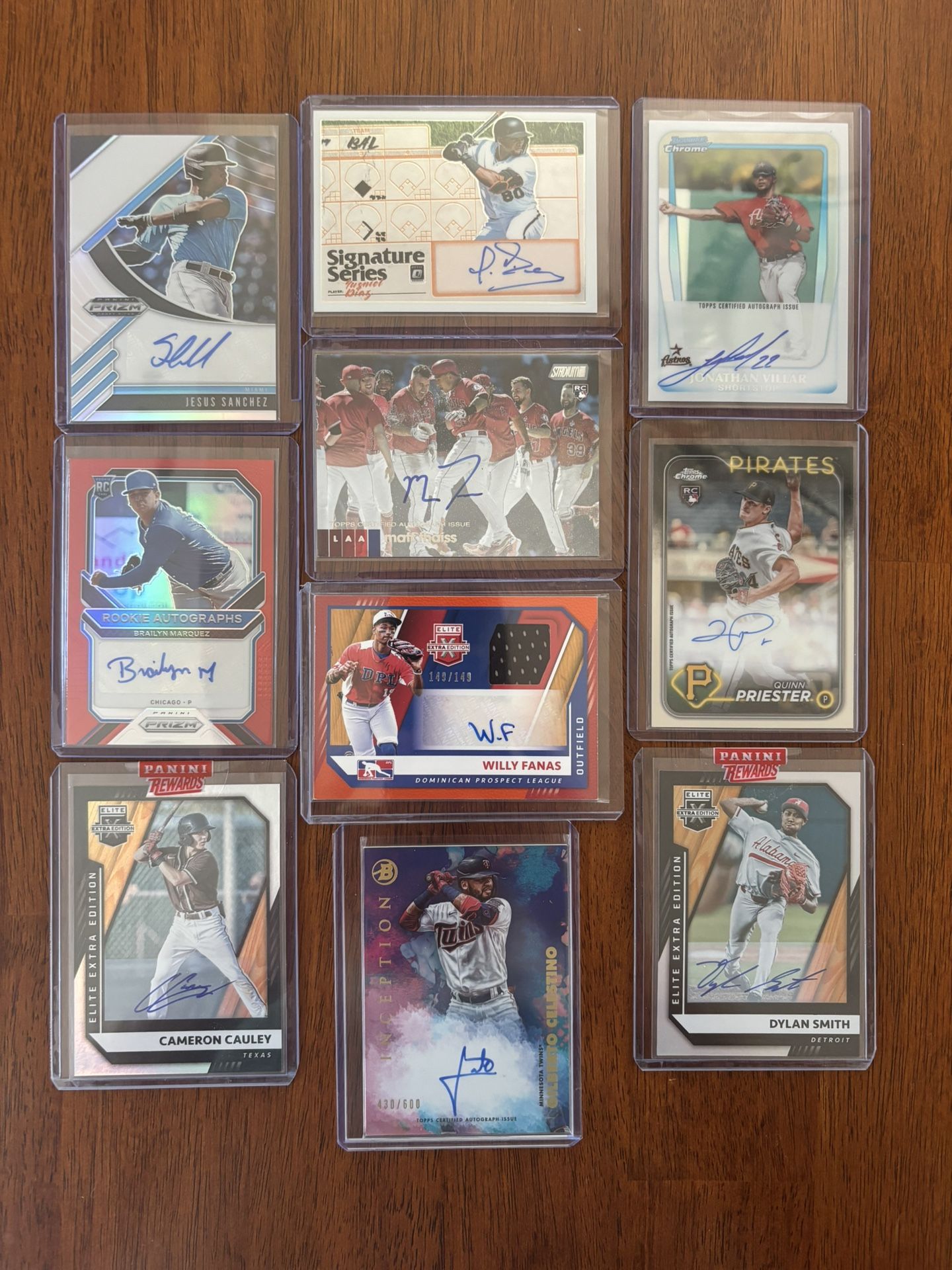 (10) authentic autographed baseball cards
