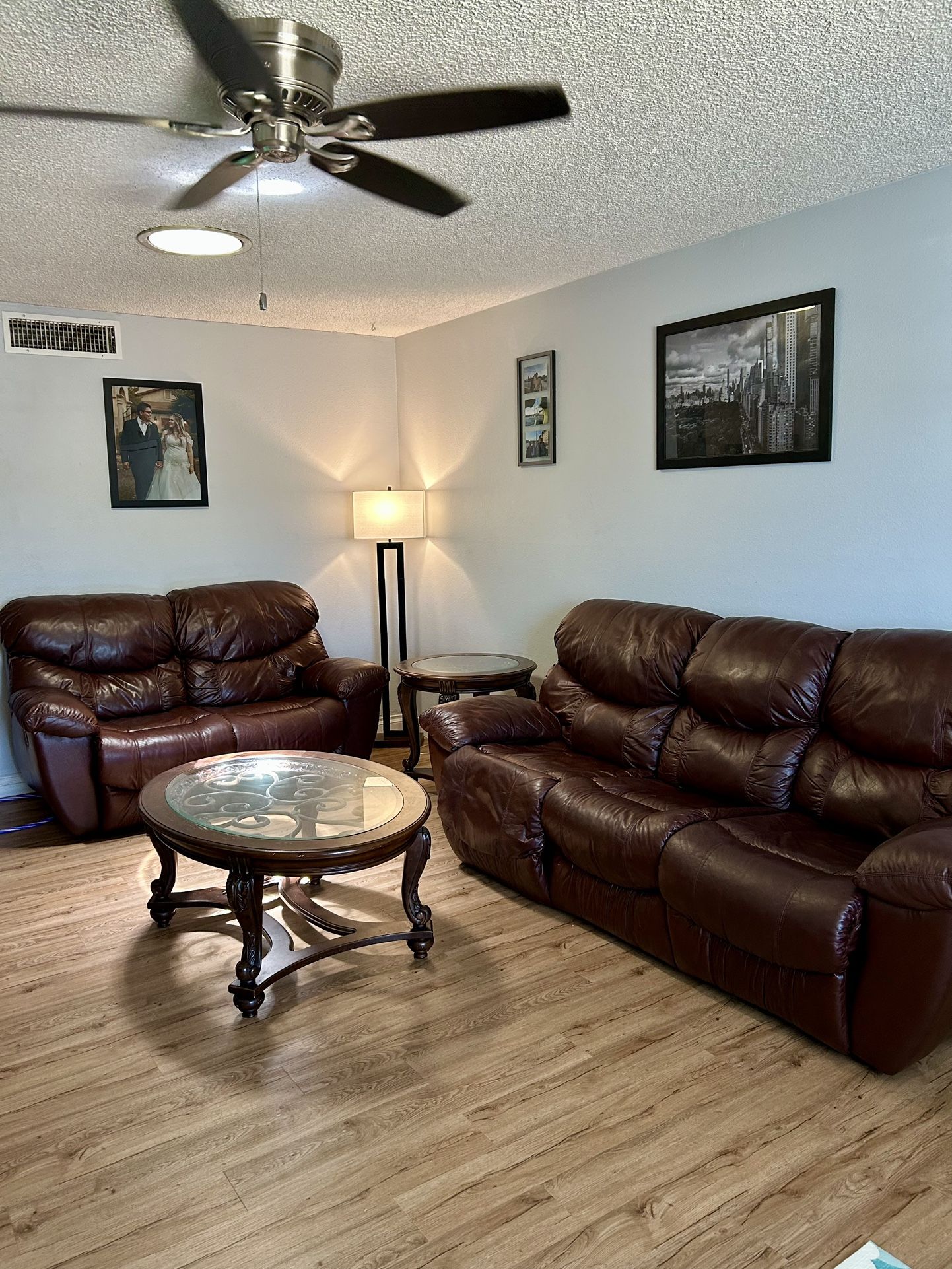 Brown Leather Couches - Reclining Set