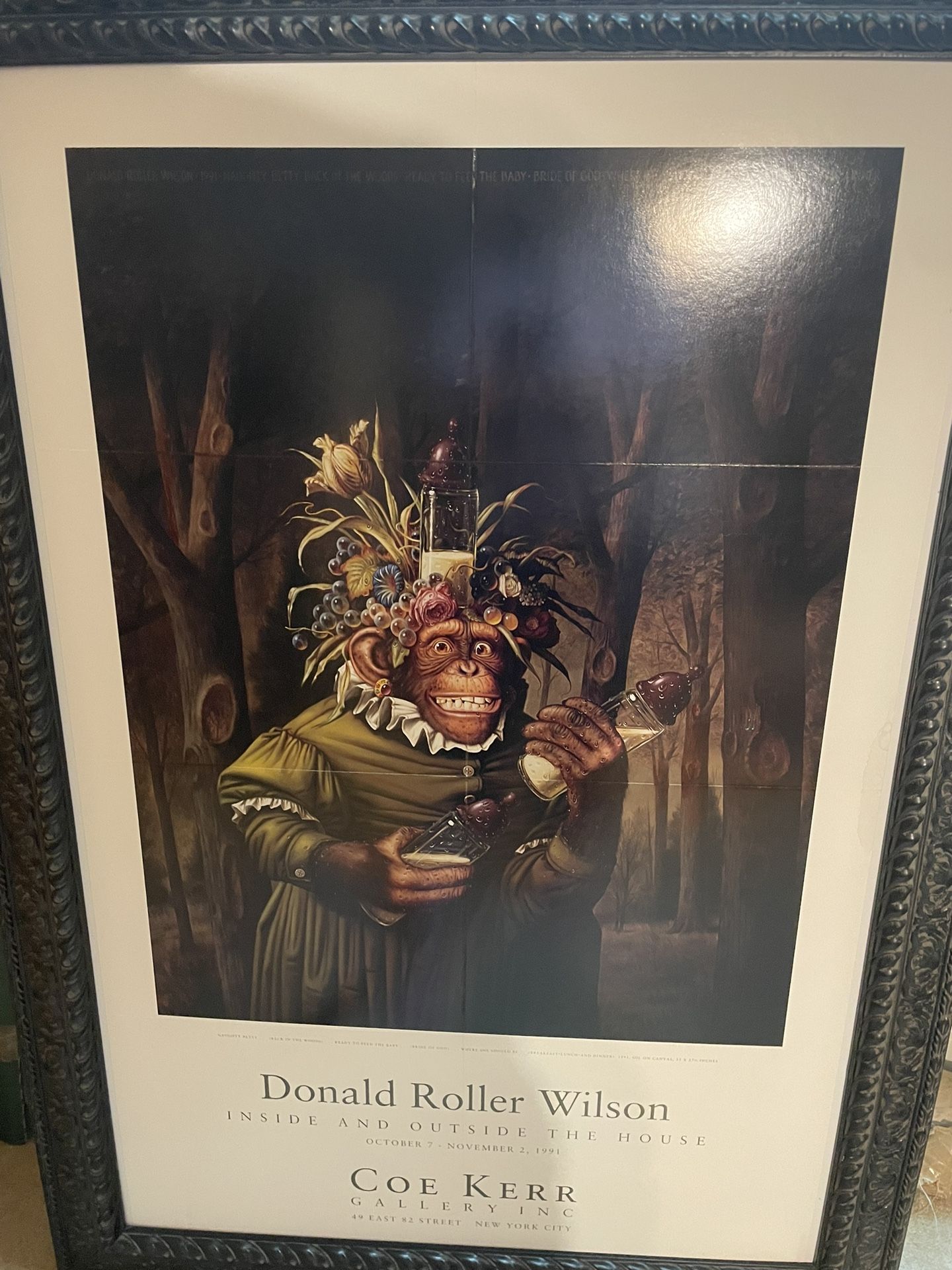 Picture-art. Donald Roller Wilson Framed Poster Print. 29 X 41. Ready To Feed The Baby. Naughty Betty Monkey.