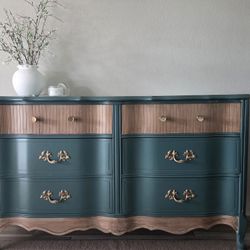 Modern Green Bassett Dresser w/ Bamboo Accent – Solid Wood