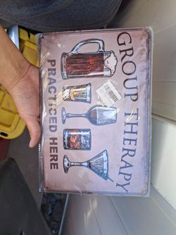 Group Therapy Practiced Here Tin Sign