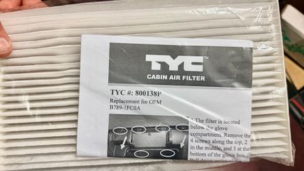 TYC 800138P Cabin Air Filter New Sealed - Fits Nissan Sentra, Juke, Leaf, Cube