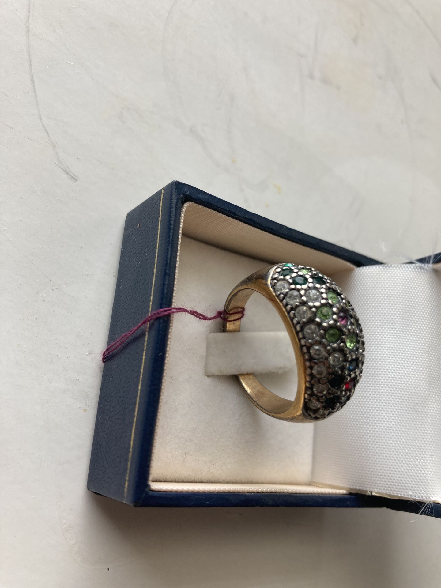 Antique & Vintage Sterling Silver & Gold-tone Multicolored Gemstone Ring. No Box