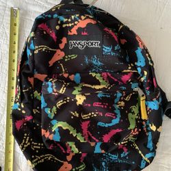 Jansport Black With Paint Splatter Great Looking  Backpack