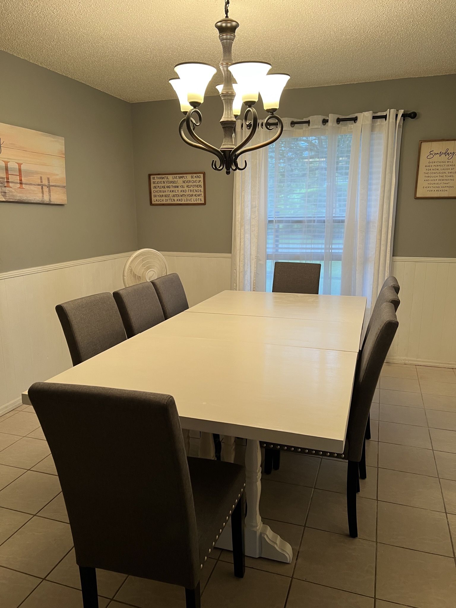 White Dining Table and China Hutch
