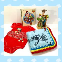 Disney Toy Story Crochet Baby Blanket Gift Set - 3 Piece