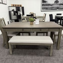 6pc Dining Table Set + Bench - Free Delivery 