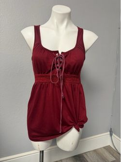 Burgundy Lace-Up Tank Top