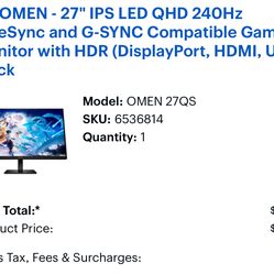 OMEN 27” 240hz Monitor