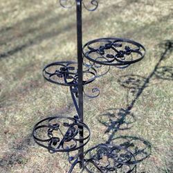 Vintage Sturdy Sprial Wrought-Iron Plant Stand with 5 Tiers!