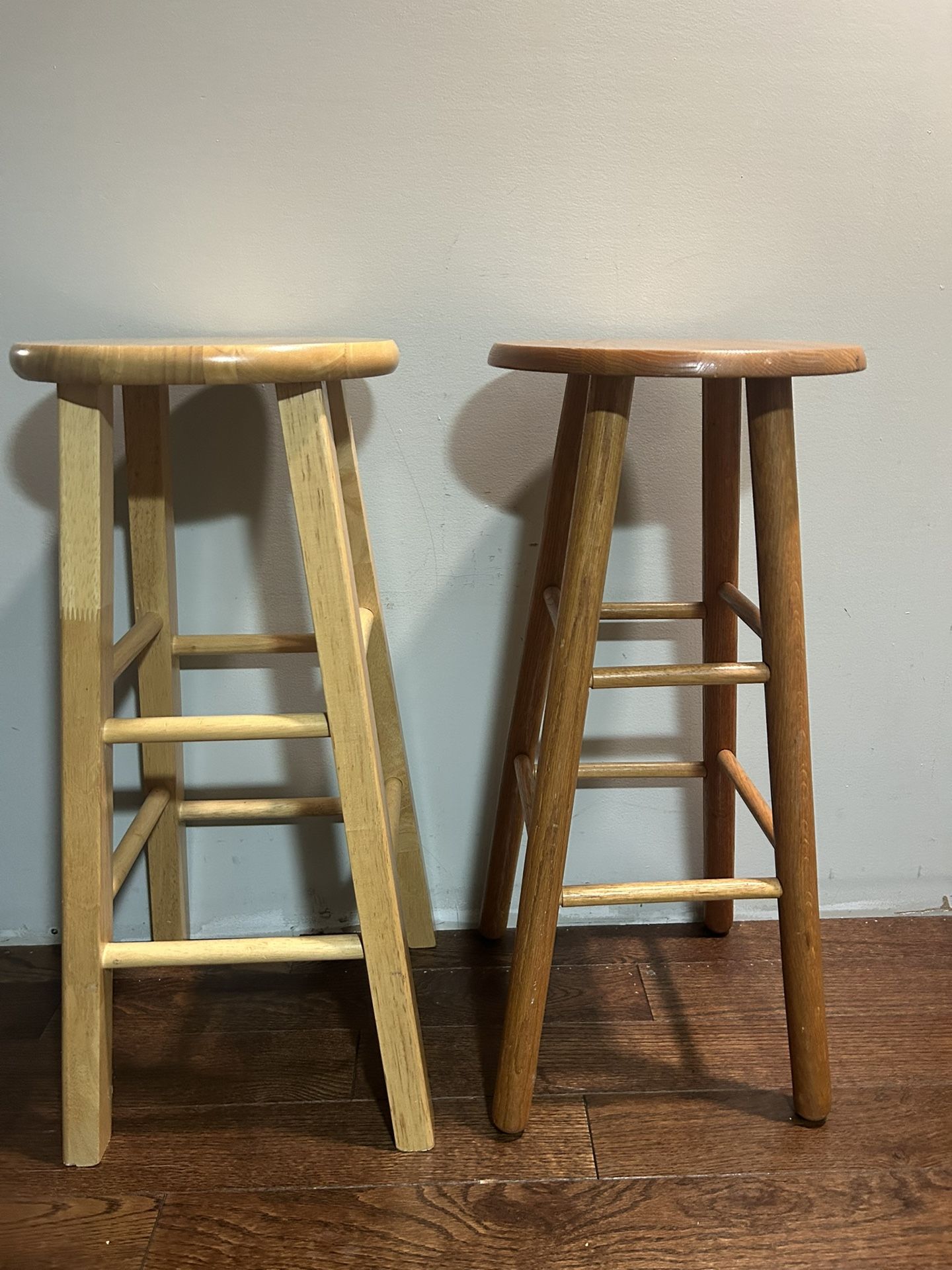 Pair Wooden Bar Stools