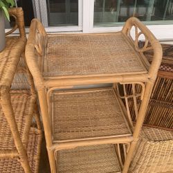 Retro 70’s Rattan End Table 
