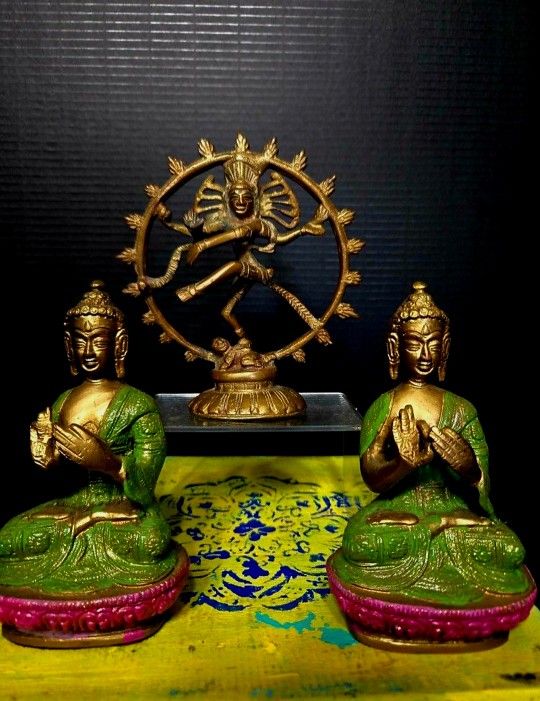 Vintage Brass Shiva Nataraja Statue and 2 Medicine Buddha Statues 6.5" Tall 3 for $40