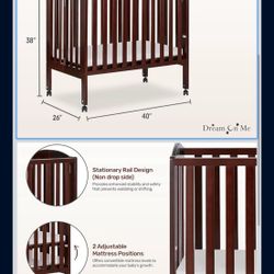 Mini Baby Crib in Espresso W/ Mattress