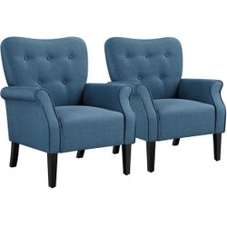 Modern Armchair, Mid Century Accent Chair with Sturdy Wood Legs and High Back for Small Space, Upholstered Fabric Sofa Club Chair for Living Room/Bedr