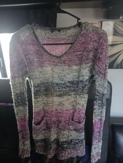 Women's Open Knit V-Neck Sweater