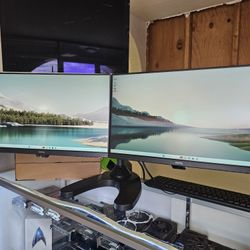 Dual 24-Inch Widescreen LED 1080P Monitor With Single Stand. 
