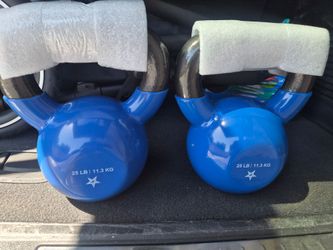 Two kettlebells of 25 pounds each