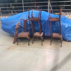 5 Handmade Queen Ann antique chairs. 