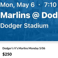 Dodgers V’s Marlins -Monday 5/6 @ 7:10pm