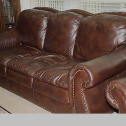 Couch, Loveseat, Chair, Ottoman Italian Leather