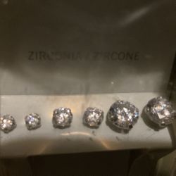 Sterling Silver Cubic Zoconia Earrings (3pairs..s,m,l)