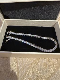 Tennis diamond sterling silver bracelet