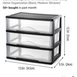Medium 3 Drawer Plastic Clear Stacking Desktop Organizer for Office Supplies, Stackable Storage Drawers Storage Bins For Kitchen Cabinets, Pantry, Hom