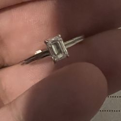 14k white gold emerald cut gia certed diamond engagement ring